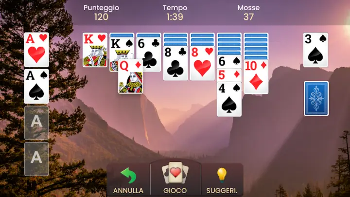 Screenshot di gameplay di Solitario Classico